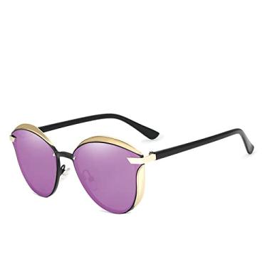 Imagem de Óculos de sol polarizados para mulheres design de luxo feminino elegante óculos de sol proteção uv400 moda olho de gato, c04 roxo, tamanho único