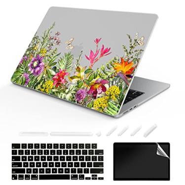 Imagem de ChashenHa Capa para MacBook Air de 13,6 polegadas lançada em 2022 (modelo A2681 M2) Capa rígida de plástico com impressão UV com protetor de teclado e protetor de tela, Flower-12