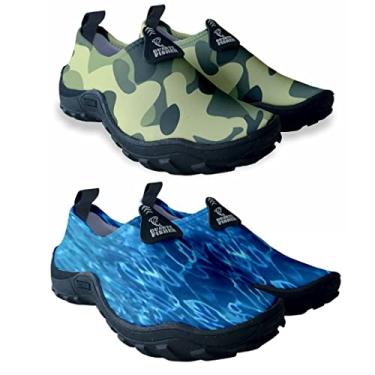 Imagem de Kit 2 Sapatilha Tenis Pesca Praia Aquática Hibrida Náutica Trilha dança Pilates Antiderrapante (44, CAMUFLADO VERDE - FAIXAS)
