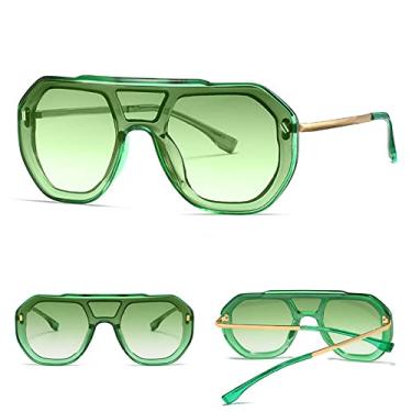 Imagem de Óculos de sol redondos superdimensionados fashion femininos com armação grande verde de uma peça óculos de sol masculinos óculos de condução ao ar livre, verde c4 verde, tamanho único