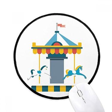 Imagem de DIYthinker Incrível ilustração de carrossel de parque engraçado mousepad desktop escritório tapete redondo para computador