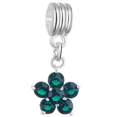 Imagem de Pingente de strass de cristal com flores da RUBYCA com várias cores para fabricação de joias, Dark Emerald Green, 10 Pcs, 10