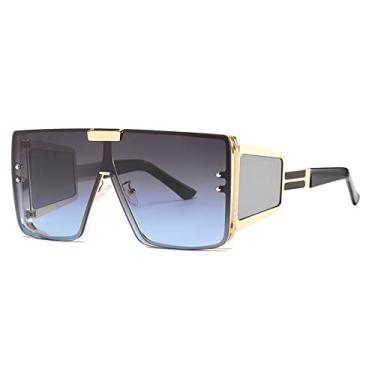 Imagem de Óculos de sol de espelho de prata quadrado grande de uma peça para mulheres moda perna larga liga hip hop óculos de sol masculinos, 11, tamanho único