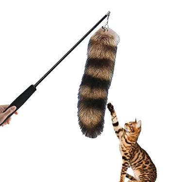 Imagem de Brinquedos para gatos penas - gato interativo varinha gato retrátil - Brinquedos varinha pelúcia para gatos, vara pescar para gatos, Fovolat