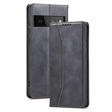 Imagem de YINGDAFENG Capa carteira para Google Pixel 7 PRO, capa flip de couro PU com slots para cartão recurso de suporte e proteção da câmera à prova de choque TPU para mulheres e homens, preta