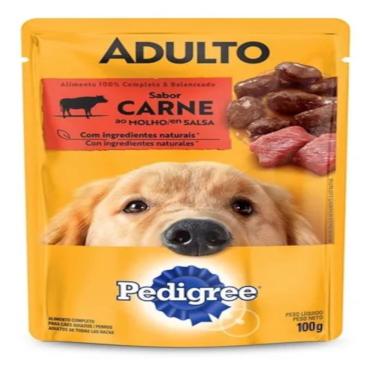 Imagem de Alimento Úmido em Sachê Pedigree para Cães Adultos Raças Médias e Grandes Sabor Carne ao Molho 100g