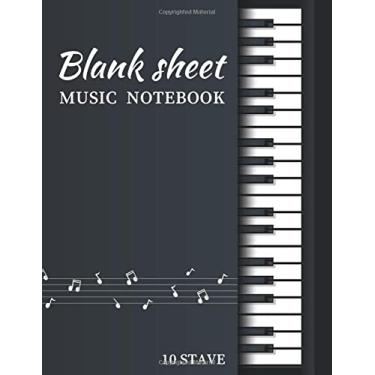 Imagem de Caderno de partituras em branco: 100 folhas de música em branco - 10 bastões e formato grande