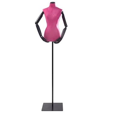 Imagem de Female Mannequin Torso Torso de manequim de busto feminino em forma de vestido, manequins de exibição de roupas com braços de madeira, shopping/loja de roupas/armário de exibição/modelo de busto femin
