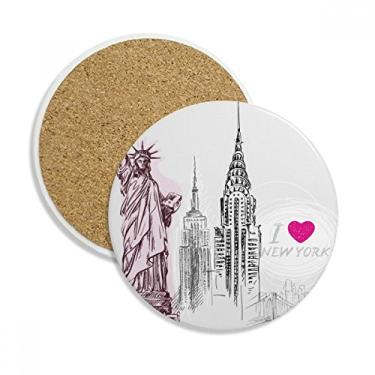 Imagem de Porta-copos de cerâmica I Love New York America Country City Stone Drink para caneca presente 2 peças