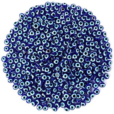 Imagem de 400 peças de contas azuis de olho turco de 8 mm, mini contas de olho turco para fabricação de joias, resina feita à mão, vidro turco, espaçador de olho turco, contas redondas para pulseiras, colares, artesanato DIY