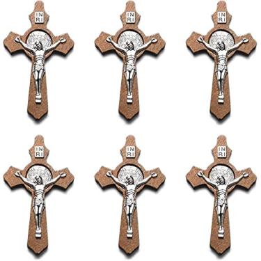 Imagem de Jiali Q 10 peças de madeira feitas à mão cruz de Jesus cristão religioso crucifixo pingentes para fazer joias faça você mesmo colar de rosário acessórios de joias faça você mesmo encantos, Madeira Zinco Madeira Zinco Obsidiana