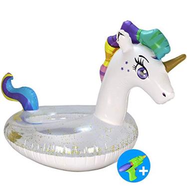 Imagem de Boia Inflável Piscina Unicórnio Glitter Dourado Gigante CBRN14972