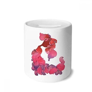 Imagem de DIYthinker Caixa de moedas de cerâmica Cyprinoid vermelha, rosa, roxa, para presente de cofrinho