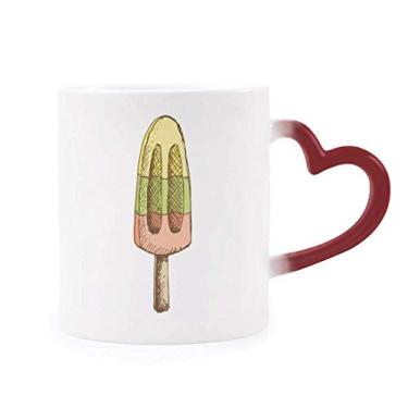 Imagem de Caneca amarela verde vermelha picolés sorvete sensível ao calor Caneca vermelha muda de cor