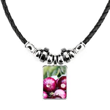 Imagem de DIYthinker Colar Temperado Vageable de Cebola com Pingente de Corda de Couro com Torque da Picture Fresh