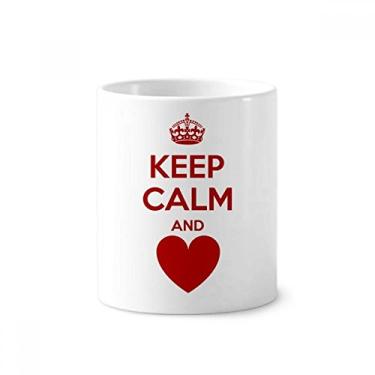 Imagem de Suporte para caneta de escova de dentes Keep Calm and Love vermelha com citação