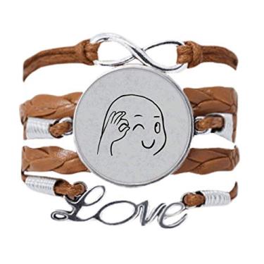 Imagem de DIYthinker Pulseira OK, Gestos, linda Wink com cara preta, corrente de amor, enfeite de pulseira, presente