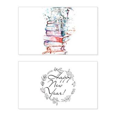 Imagem de Livros Building Street Aquarela Ano Novo Festival Cartão Bless Mensagem Presente