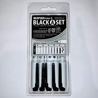 Imagem de Deleter Conjunto de 5 canetas gráficas Neopiko Line-3 Pretas para ilustradores de quadrinhos de mangá