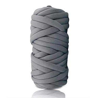 Imagem de Fio de núcleo, presente manual quente DIY cobertor feito à mão gigante roving fio de tricô grosso para tricotar braço, feltro de crochê, fazer tapetes de sofá cobertor e artesanato (cinza escuro, 1KG)