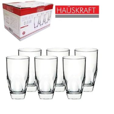 Jg 6 copos altos em vidro Elegance Transparente 350ml - Hauskraft