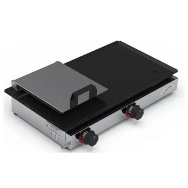 Imagem de Chapa De Lanches Sanduíches Hotdog 30X60 Inox Com Prensa