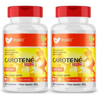 Imagem de Kit 2 Betacaroteno + Vitaminas 60 Cáps Carotene Gold Muwiz