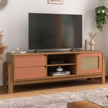 Imagem de Rack para TV Até 65 Polegadas Trend 1 Porta 2 Gavetas Carvalho/Terracota - Pnr Móveis