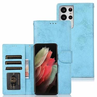 Imagem de Capa flip para Samsung Galaxy S23 Ultra/S23 Plus/S23, capa de telefone de couro removível magnética fosca retrô 2 em 1 com compartimento para cartão, azul1, S23 de 6,1 polegadas