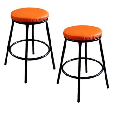 Imagem de Kit 2 Banqueta Baixa 50 cm sem Encosto para Cozinha Mesa Área de Lazer (Assento Laranja)