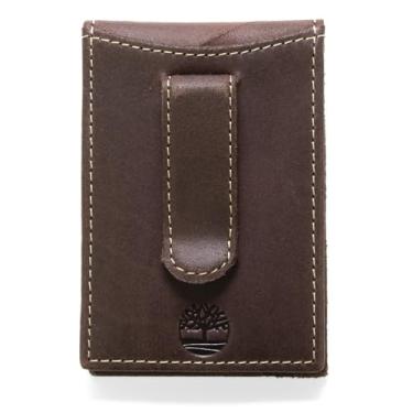 Imagem de Carteira masculina Timberland minimalista com bolso frontal fina e clipe para dinheiro, Dark Brown, One Size