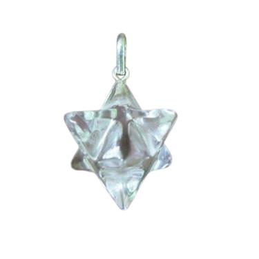 Imagem de Colar Merkaba Pedra Cristal Extra Pingente Argola Prata 950