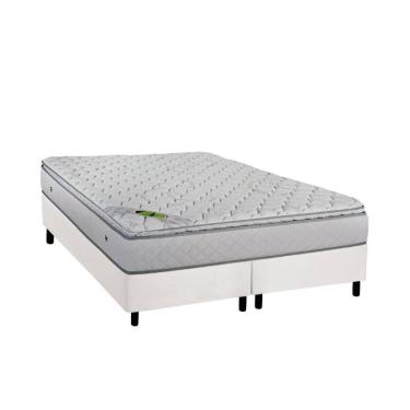 Imagem de  Cama Box Queen: Colchão Molas Ensacadas Luckspuma MasterPocket Luck Spring + Base CRC Courano White(158x198)