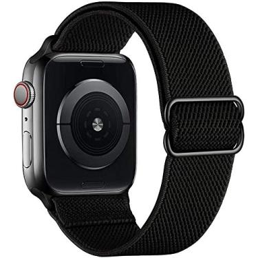 Imagem de Hoopyeecase Alongado Nylon Solo Loop pulseira de relógio Compatível com Apple Watch 42mm 44mm, Ajustar Alongamento Trançado Esporte Elásticos pulseira Compatível com iWatch Series 6/5/4/3/2/1 SE