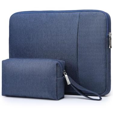 Imagem de HYZUO 15 Polegadas Capa para Notebook para MacBook Air 15.3/15 M3 A3114 M2 A2941 2023-2024, 15" Surface Laptop 7-3, MacBook Pro 15 A1990 A1707 2016-2019, Pasta Case de Notebook, Azul-marinho