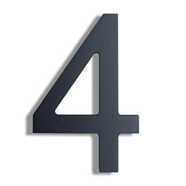 Imagem de Números de casa modernos de 20 cm – Número de endereço residencial flutuante de aço inoxidável, fácil de instalar, acabamento preto, Number 4
