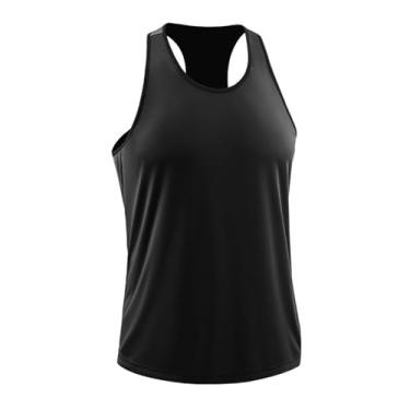 Imagem de Camiseta masculina de compressão para musculação e musculação, costas nadador, Preto, G