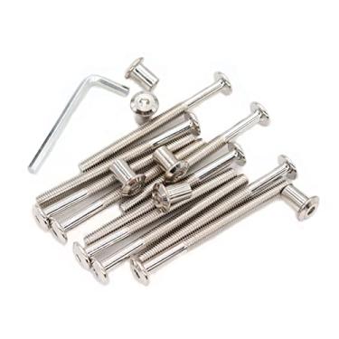 Imagem de binifiMux Pacote com 10 parafusos sextavados M6 x 70 mm e porcas sextavadas para móveis, cadeiras de berço, banhado a níquel