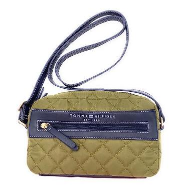 Imagem de Tommy Hilfiger Bolsa Feminina Verde Transversal Ombro 25 x 20 x 5 cm Visual Acolchoado Letras TH Bolsa Feminina 9435, Verde, Einheitsgröße