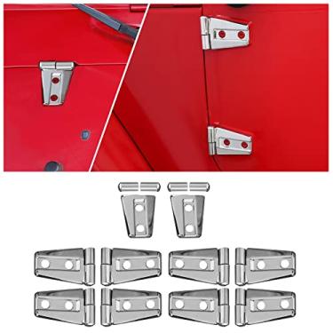 Imagem de Dobradiça de capô de motor de carro e acabamento de capa de dobradiça de porta para Jeep Wrangler JK Unlimited 4 portas 2007-2018, cromado