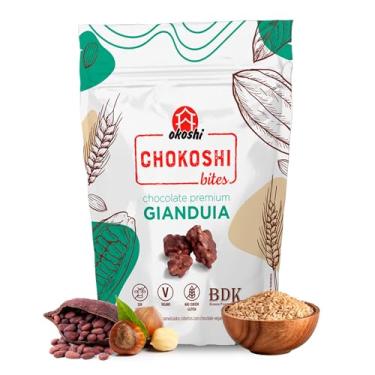 Imagem de OKOSHI - Chokoshi Bites Gianduia - Arroz Caramelizado com Cacau e Avelã, Snacks Saudáveis de Baixa Caloria, Lanches Fit para a Dieta - Vegano, Sem Glúten, Sem Lactose, Sem Gordura Trans, Kosher - 50g