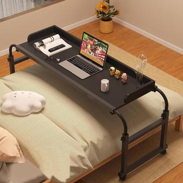 Imagem de Mesa para laptop ajustável de 115-210 cm, carrinho de armazenamento com rodinhas, mesa de cabeceira móvel com 4 rodas, estação de trabalho em pé, bandeja de alimentos para casa e hospital, p