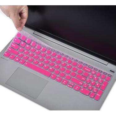 Imagem de Capa de teclado para laptop Lenovo IdeaPad 1/IdeaPad 1i 39.6 cm 2023 2022 15IGL7 15ADA07 15IAU7 15ALC7 15IJL7 15IGL7, Novo Lenovo IdeaPad 1 15IGL7 15.6 US Layout Keyboard Cover Skin, Rosa choque