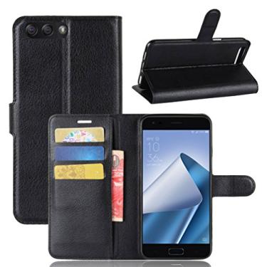 Imagem de Capa carteira ASUS Zenfone 4/ZE554KL, capa carteira flip de couro PU premium com compartimento para cartão, suporte e fecho magnético [capa interior à prova de choque de TPU] Compatível com ASUS