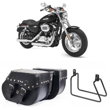 Imagem de Bolsa Custom Para Moto Alforge 30 Litros Cravo Com Afastadores Harley 