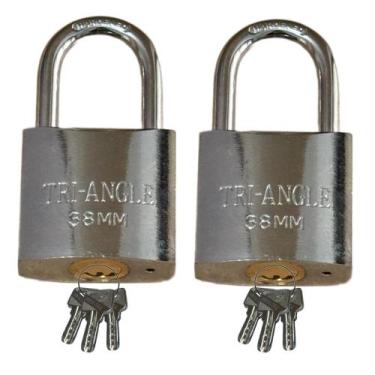 Imagem de 02  x Cadeado Chave Atomica 38mm Resistente  Fechadura Tambor Cilindri
