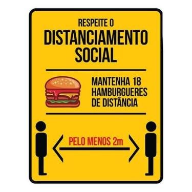 Imagem de Kit 3 Placas Distanciamento Social Para Restaurantes - Sinalizo