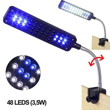 Imagem de Luminária Aquário clip 48 Led Branco Azul Bivolt Flexível GT834 - Lorb