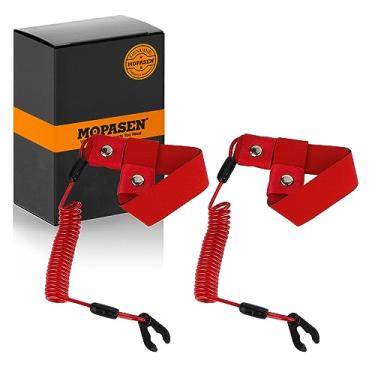 Imagem de EW2-68348-00-00 – 00 – 00 – Cordão de substituição para interruptor de barco, 2 peças para todos os Yamaha Jet Ski, Waverunner, Motor de popa marítimo cortado, parada, correia de pulso da MOPASEN (vermelha)
