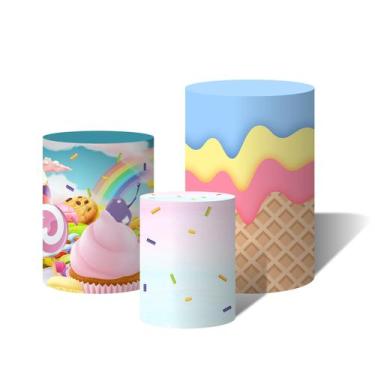 Imagem de Trio Capas Para Cilindro Mundo Doce Sorvete Granulado Candy - Fabrika 